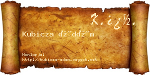 Kubicza Ádám névjegykártya